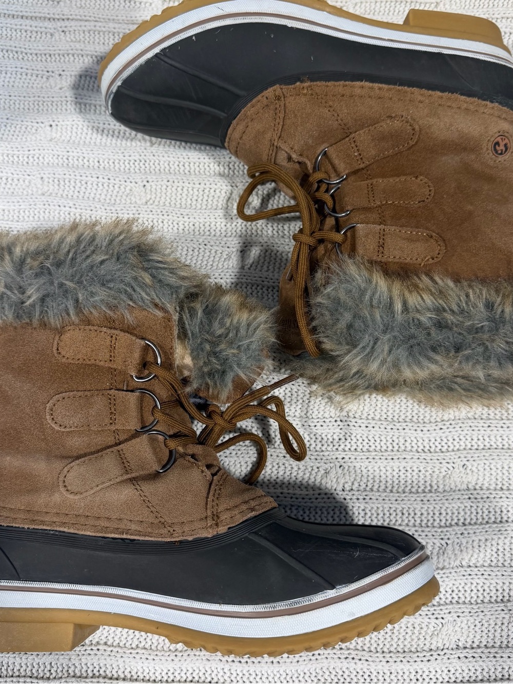 Northside Brown Faux-Suede Fur-Trim Winter Duck Boots